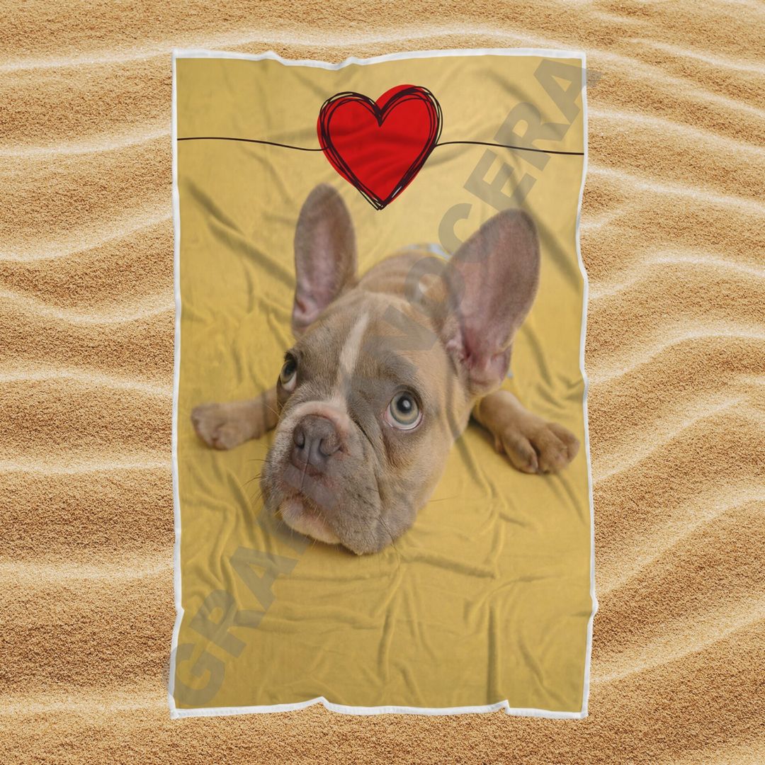 Asciugamano Telo Mare Personalizzato con la Foto del tuo Cane idea regalo estate
