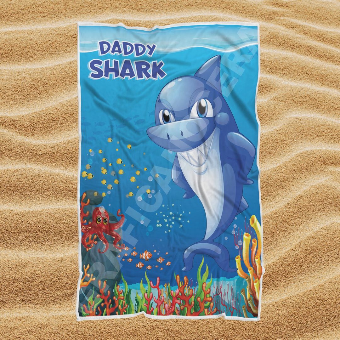 Asciugamano Telo Mare Daddy Shark idea regalo per il Papà