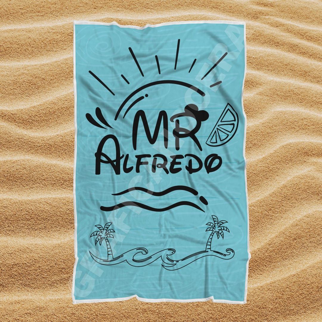 Asciugamano Telo Mare MR con Nome Personalizzato Corona idea regalo