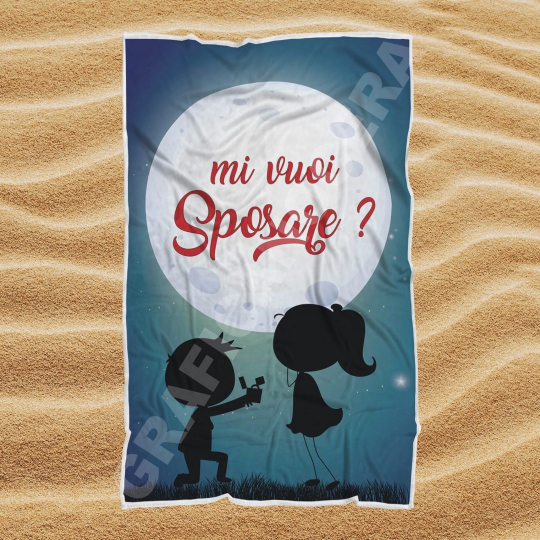 Asciugamano Telo Mare Mi Vuoi Sposare proposta di matrimonio idea regalo amore