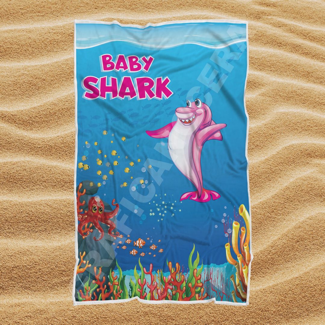 Asciugamano Telo Mare Baby Shark idea regalo per bambina