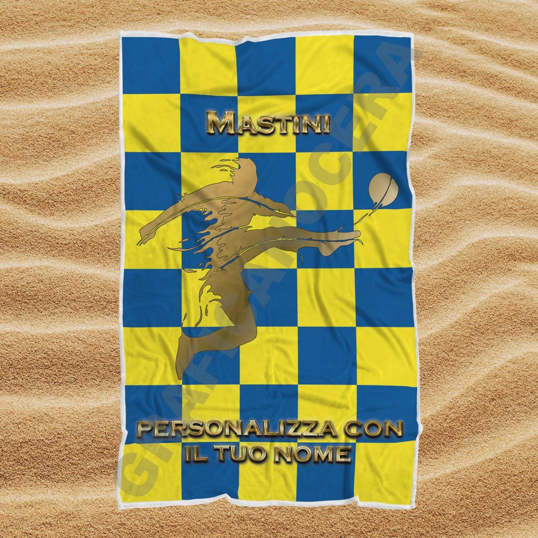 Asciugamano Telo Mare Hellas Verona Mastini squadra del cuore con Nome Personalizzato idea regalo