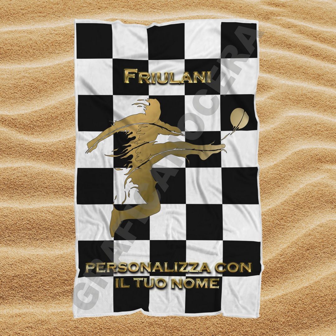 Asciugamano Telo Mare Udinese Friulani squadra del cuore con Nome Personalizzato idea regalo