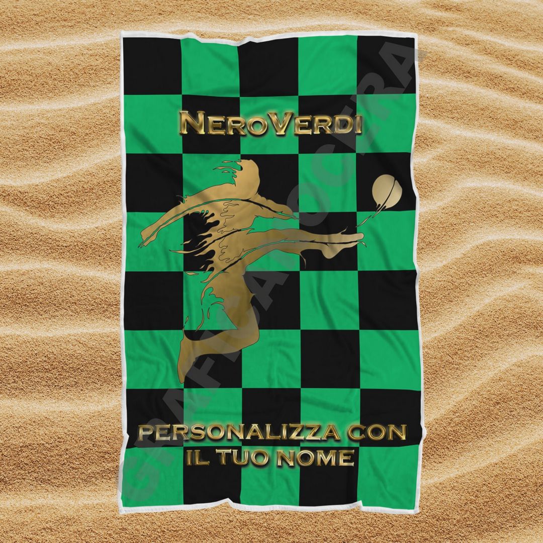 Asciugamano Telo Mare Sassuolo Neroverdi squadra del cuore con Nome Personalizzato idea regalo