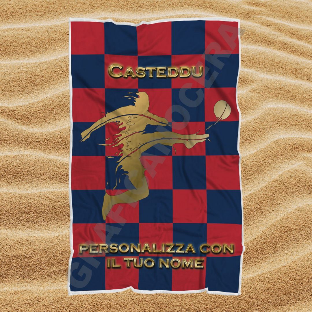 Asciugamano Telo Mare Cagliari Casteddu squadra del cuore con Nome Personalizzato idea regalo