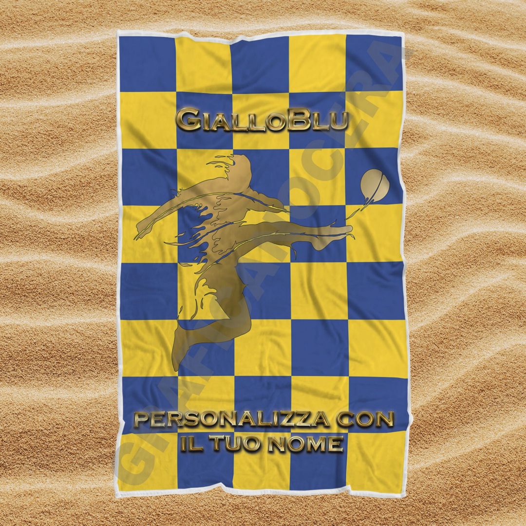 Asciugamano Telo Mare Parma GialloBlu squadra del cuore con Nome Personalizzato idea regalo