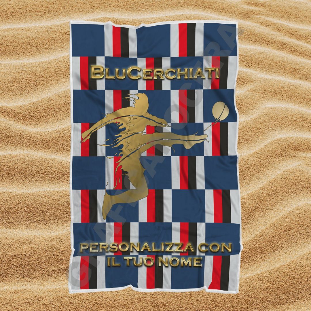 Asciugamano Telo Mare Sampdoria Blucerchiati squadra del cuore con Nome Personalizzato idea regalo