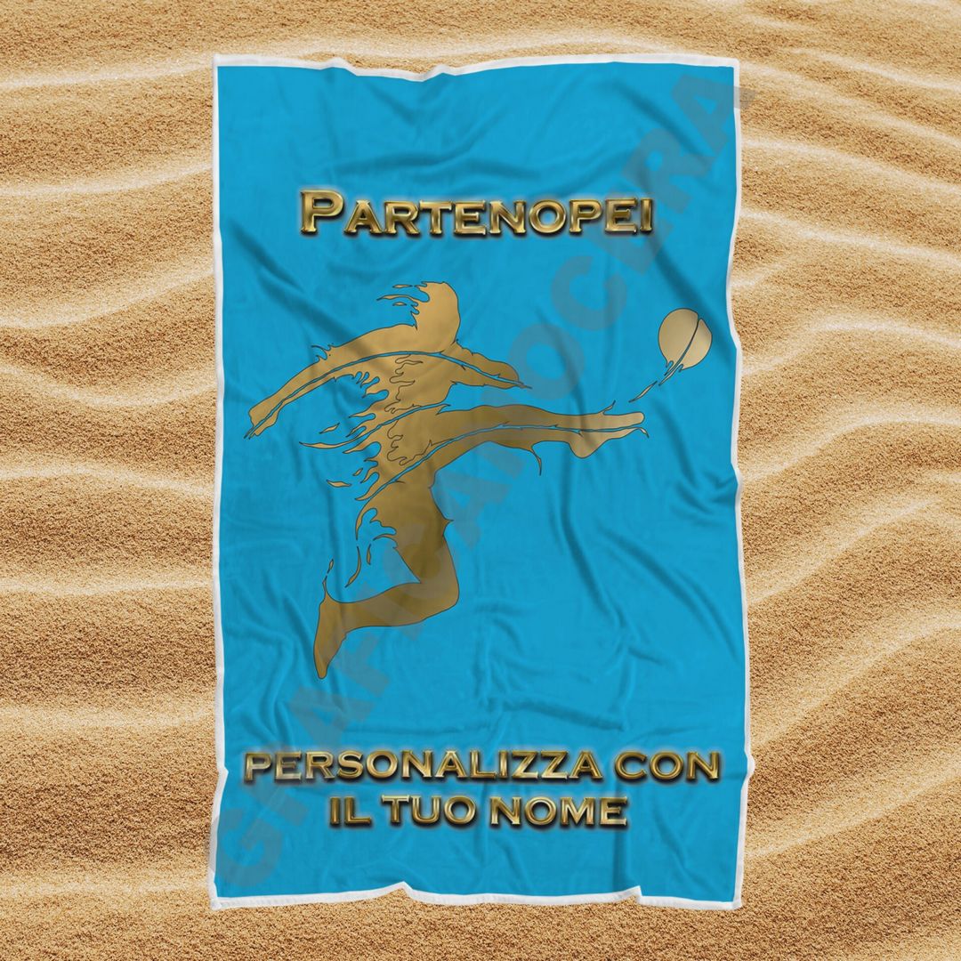 Asciugamano Telo Mare Napoli Partenopei squadra del cuore con Nome Personalizzato idea regalo