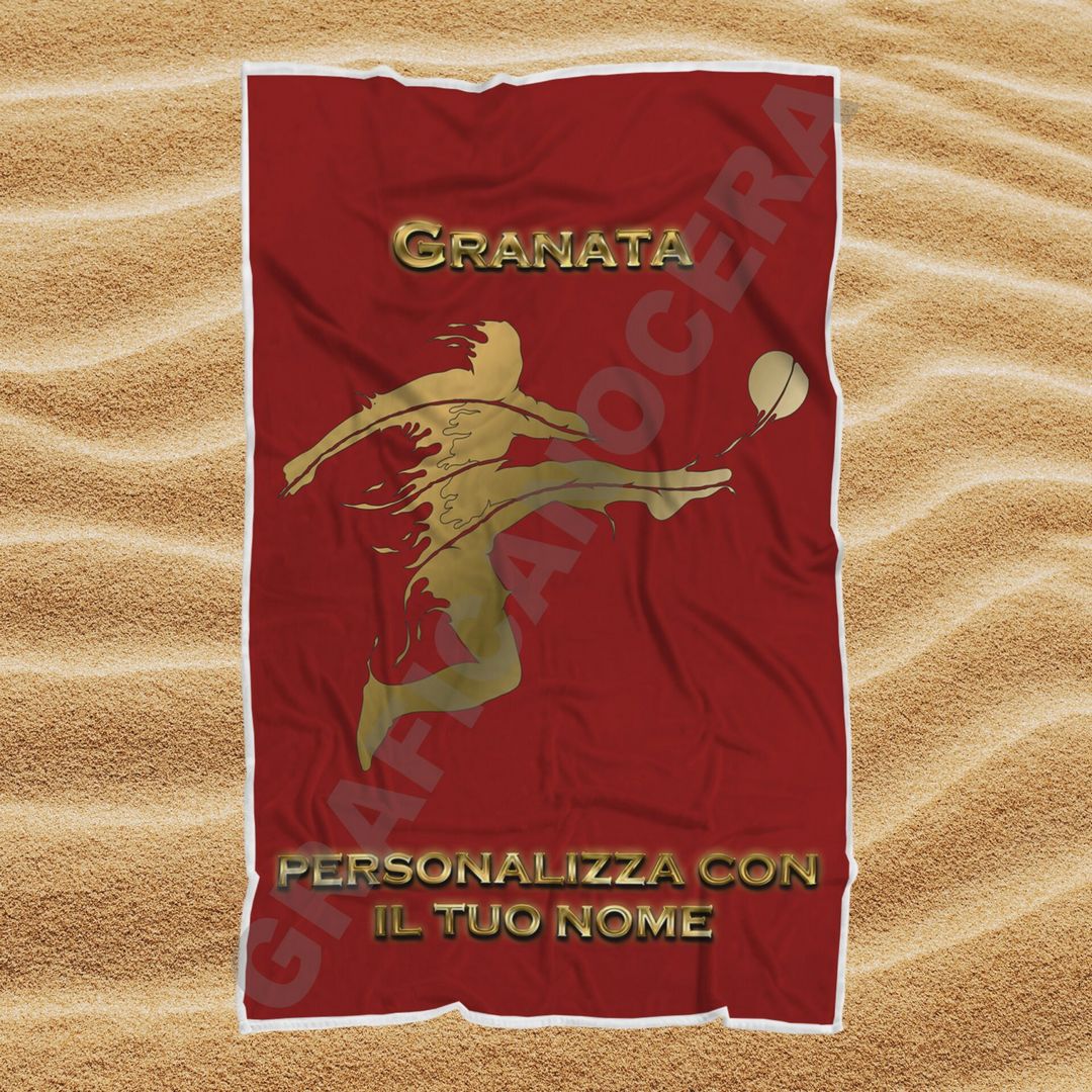 Asciugamano Telo Mare Torino Granata squadra del cuore con Nome Personalizzato idea regalo