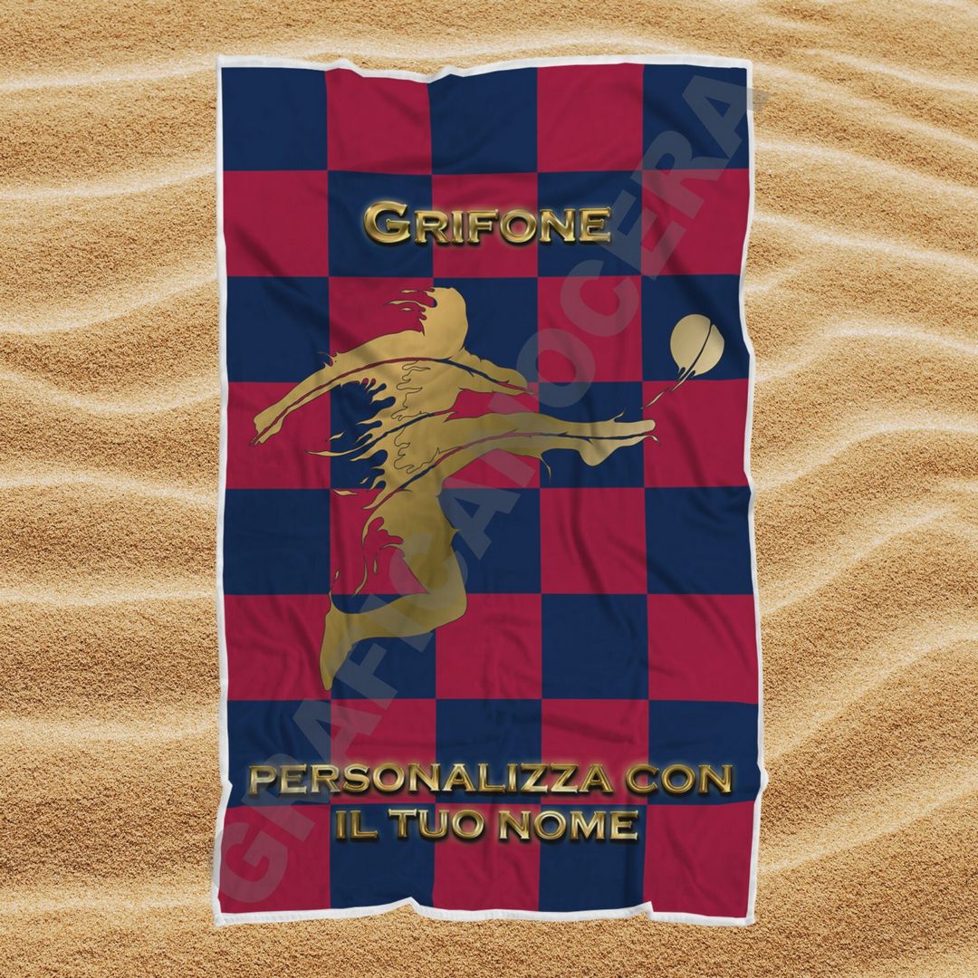 Asciugamano Telo Mare Genoa Grifone squadra del cuore con Nome Personalizzato idea regalo