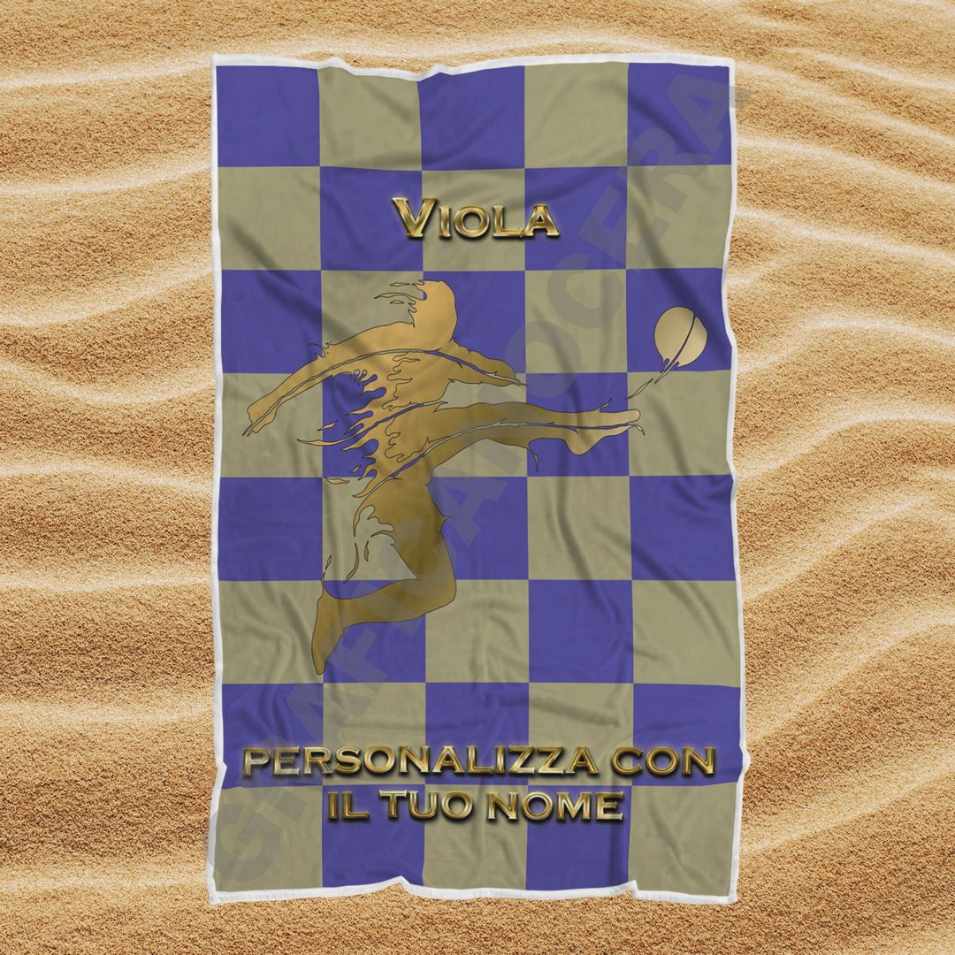 Asciugamano Telo Mare Fiorentina Viola squadra del cuore con Nome Personalizzato idea regalo