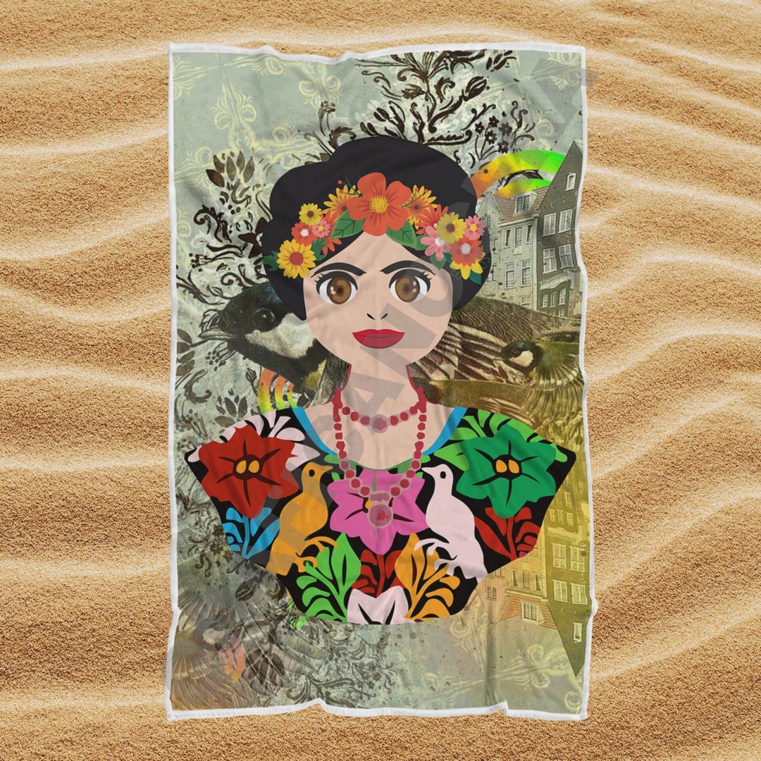 Asciugamano Telo Mare Frida Kahlo design regalo estate
