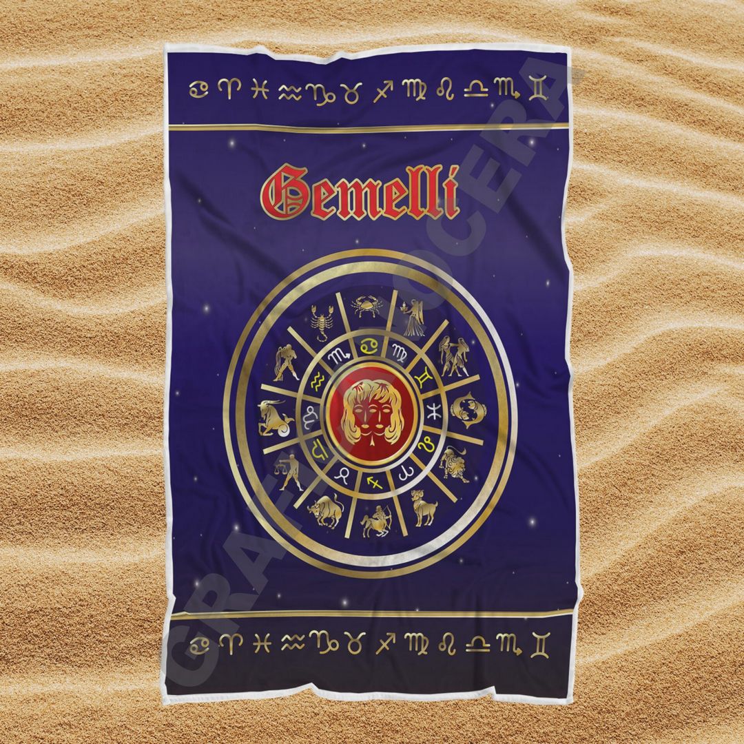 Asciugamano Telo Mare Segno Zodiacale Gemelli idea regalo estate spiaggia mare