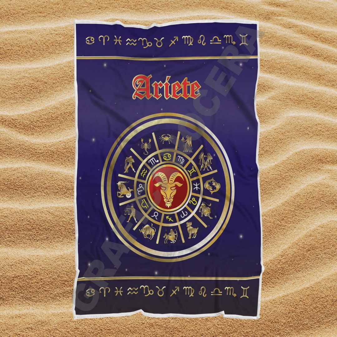 Asciugamano Telo Mare Segno Zodiacale Ariete idea regalo estate spiaggia mare