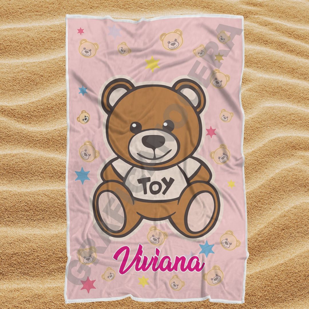 Asciugamano Telo Mare Orsacchiotto con Nome Personalizzato idea regalo bambina