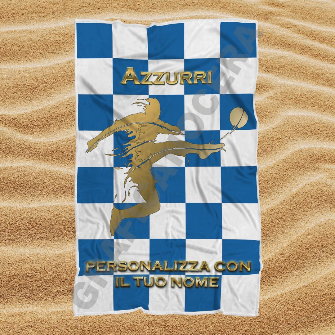Asciugamano Telo Mare Empoli Azzurri squadra del cuore con Nome Personalizzato idea regalo