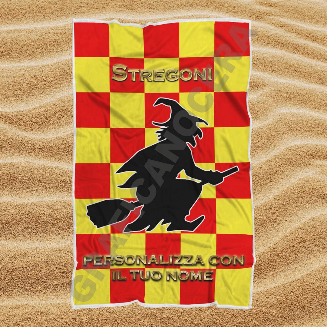 Asciugamano Telo Mare Benevento Stregoni squadra del cuore con Nome Personalizzato idea regalo