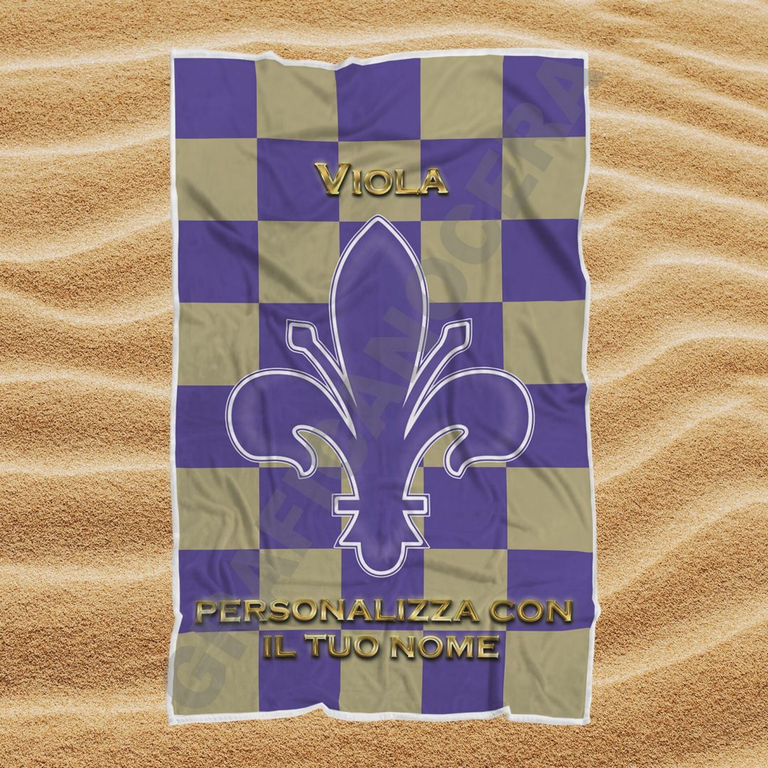 Asciugamano Telo Mare Fiorentina Viola Giglio squadra del cuore con Nome Personalizzato idea regalo