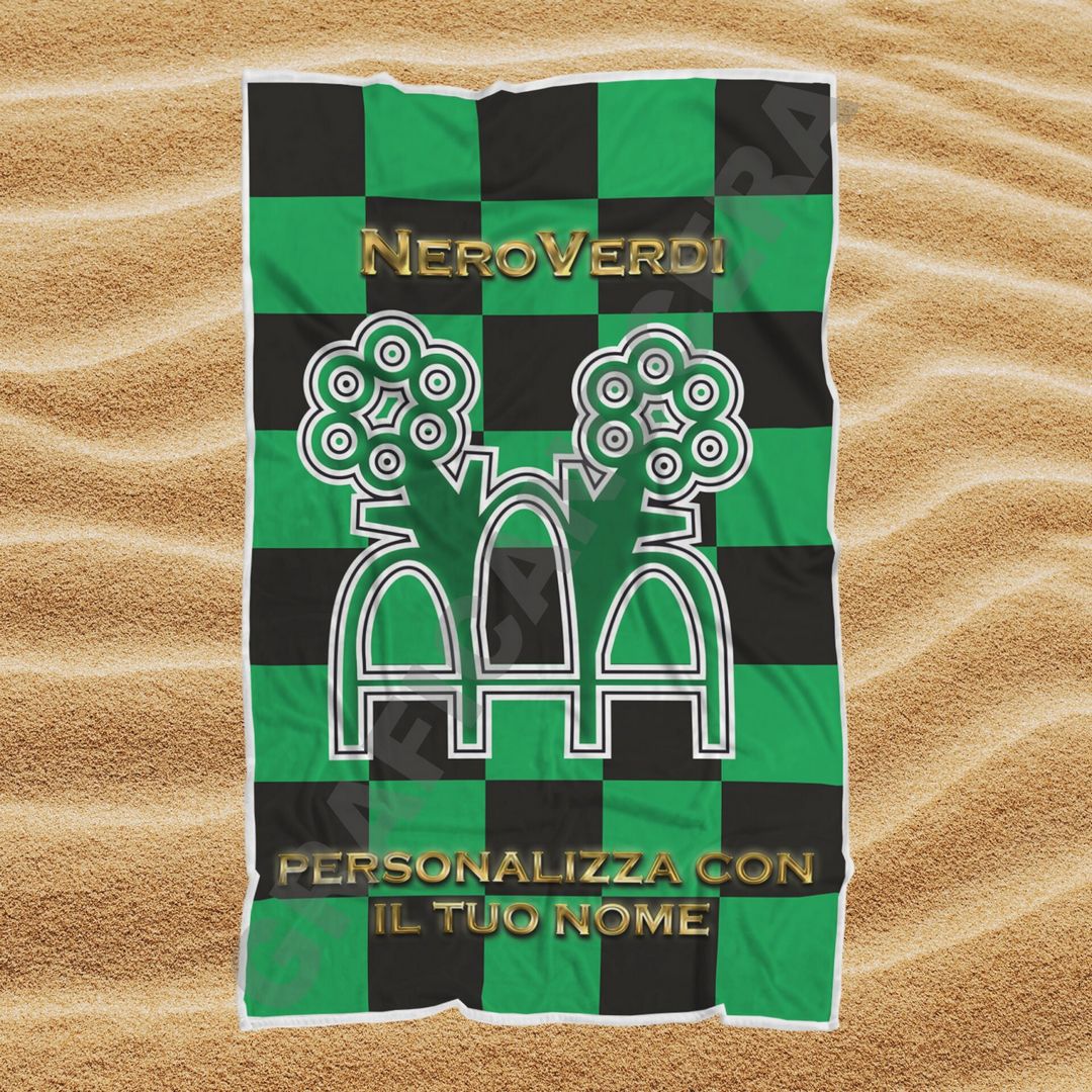 Asciugamano Telo Mare Sassuolo Neroverdi squadra del cuore con Nome Personalizzato idea regalo
