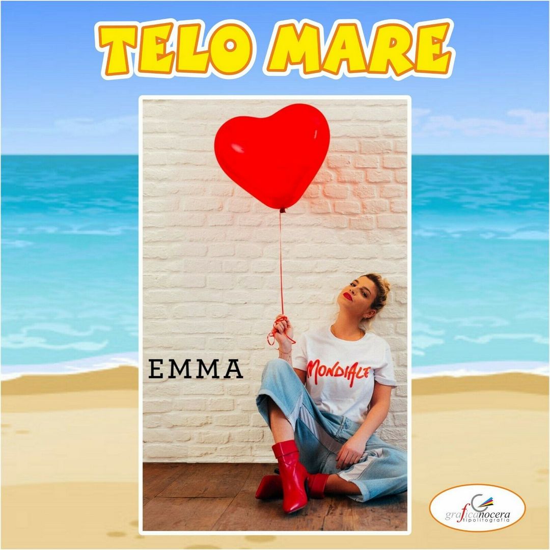 Asciugamano Telo Mare in spugna Emma Marrone cantante amici idea regalo estate