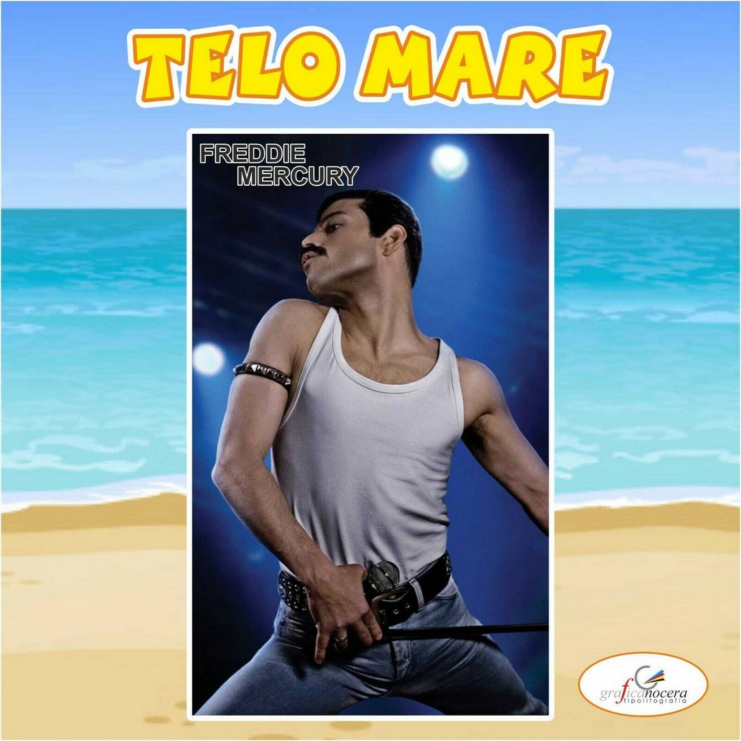 Asciugamano Telo Mare in spugna Freddie Mercury idolo cantante regalo estate