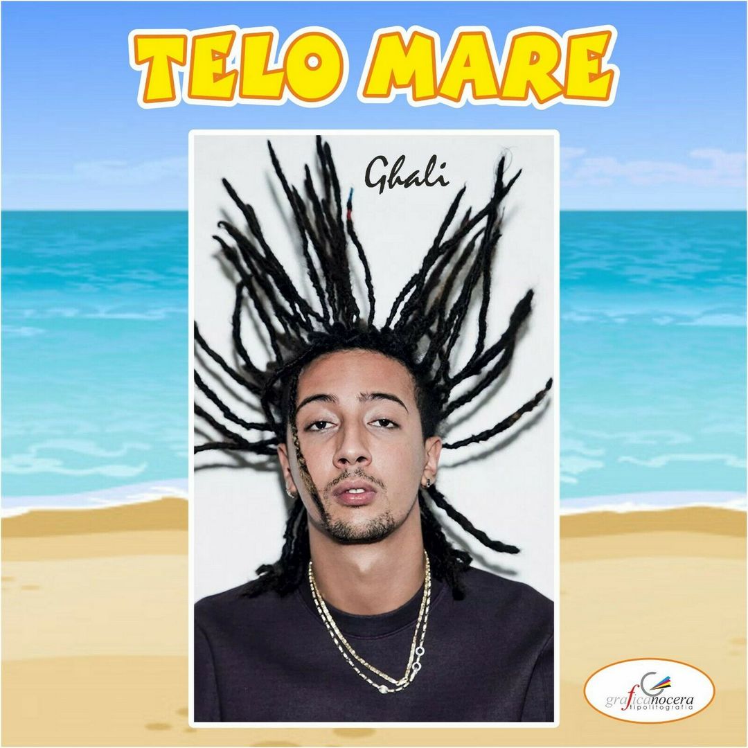 Asciugamano Telo Mare in spugna Ghali cantante rap hip hop regalo estate