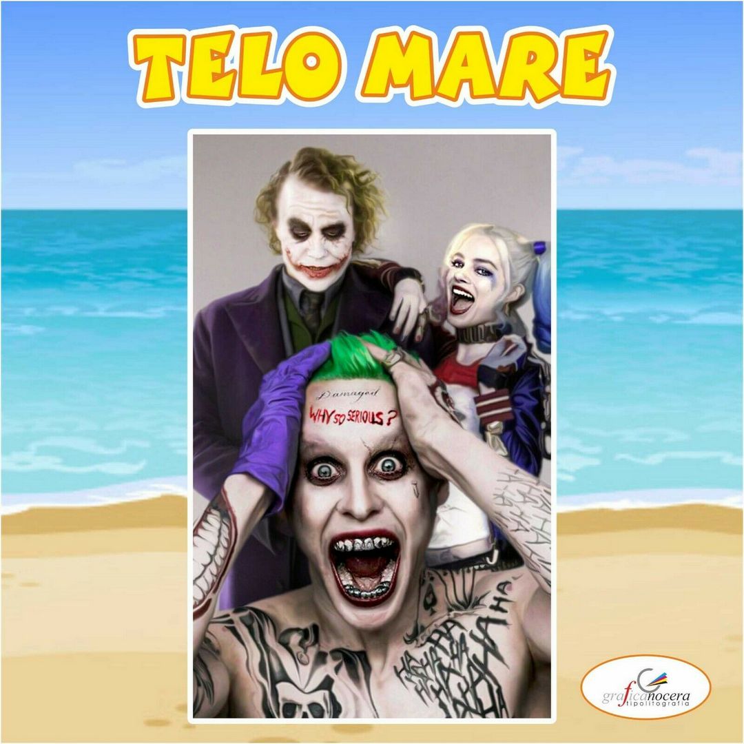 Asciugamano Telo Mare in spugna Harley Quinn e Joker Suicide Squad amore estate