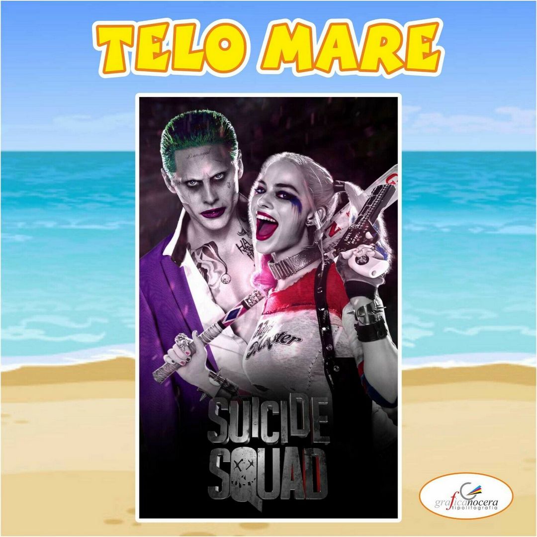 Asciugamano Telo Mare in spugna Harley Quinn e Joker Suicide Squad amore estate