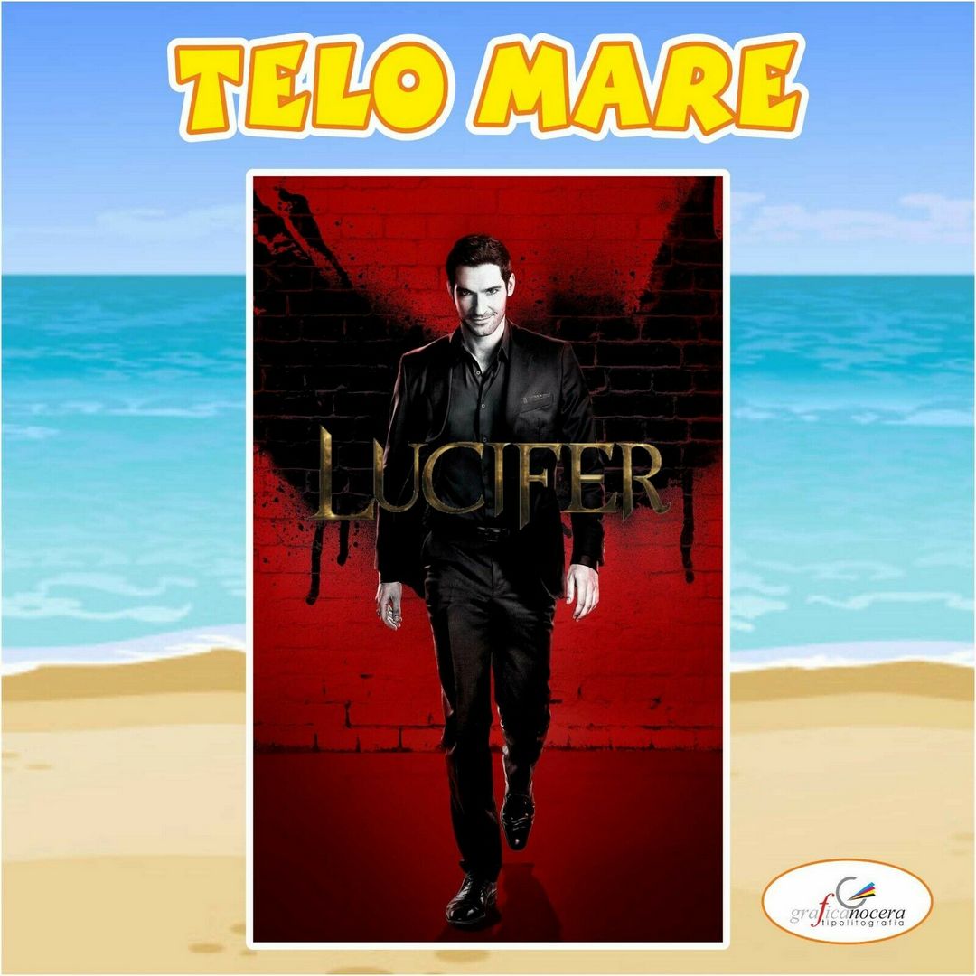 Asciugamano Telo Mare in spugna Lucifer serie tv idolo idea regalo estate
