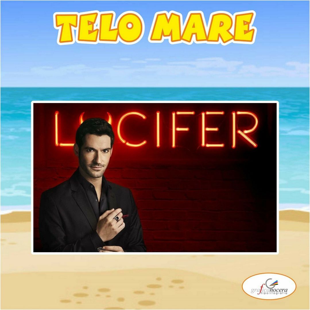 Asciugamano Telo Mare in spugna Lucifer serie tv idolo idea regalo estate