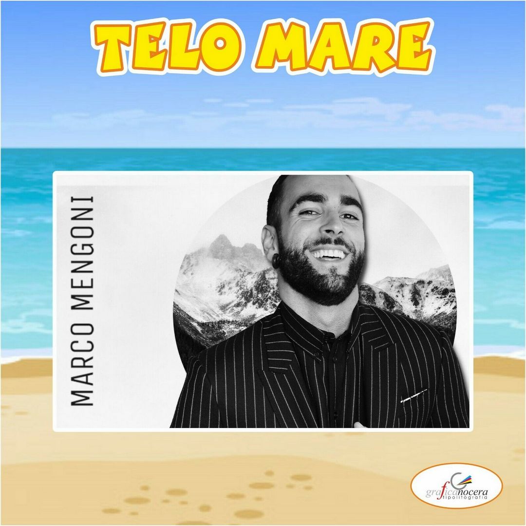 Asciugamano Telo Mare in spugna Marco Mengoni cantante idolo idea regalo estate