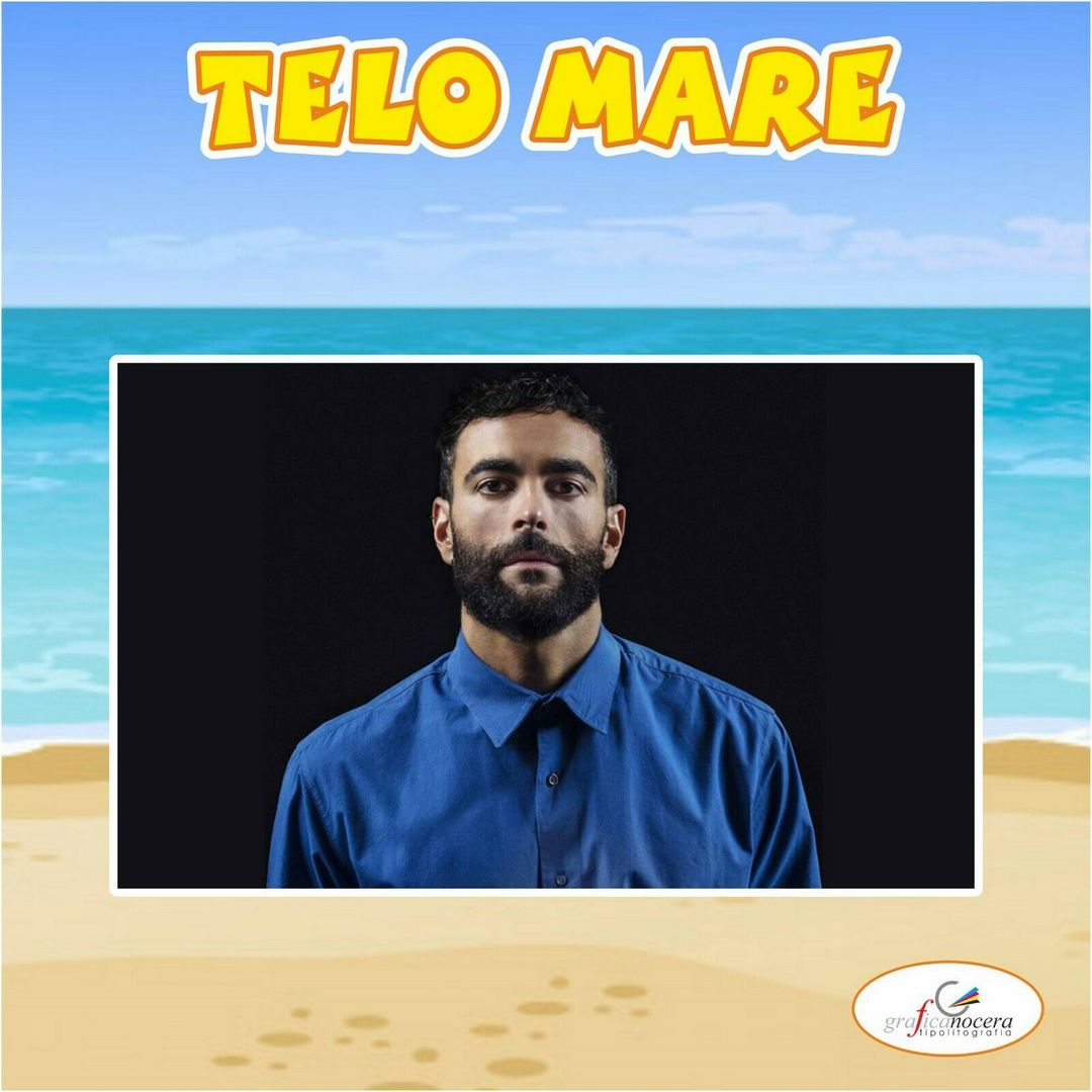 Asciugamano Telo Mare in spugna Marco Mengoni cantante idolo idea regalo estate