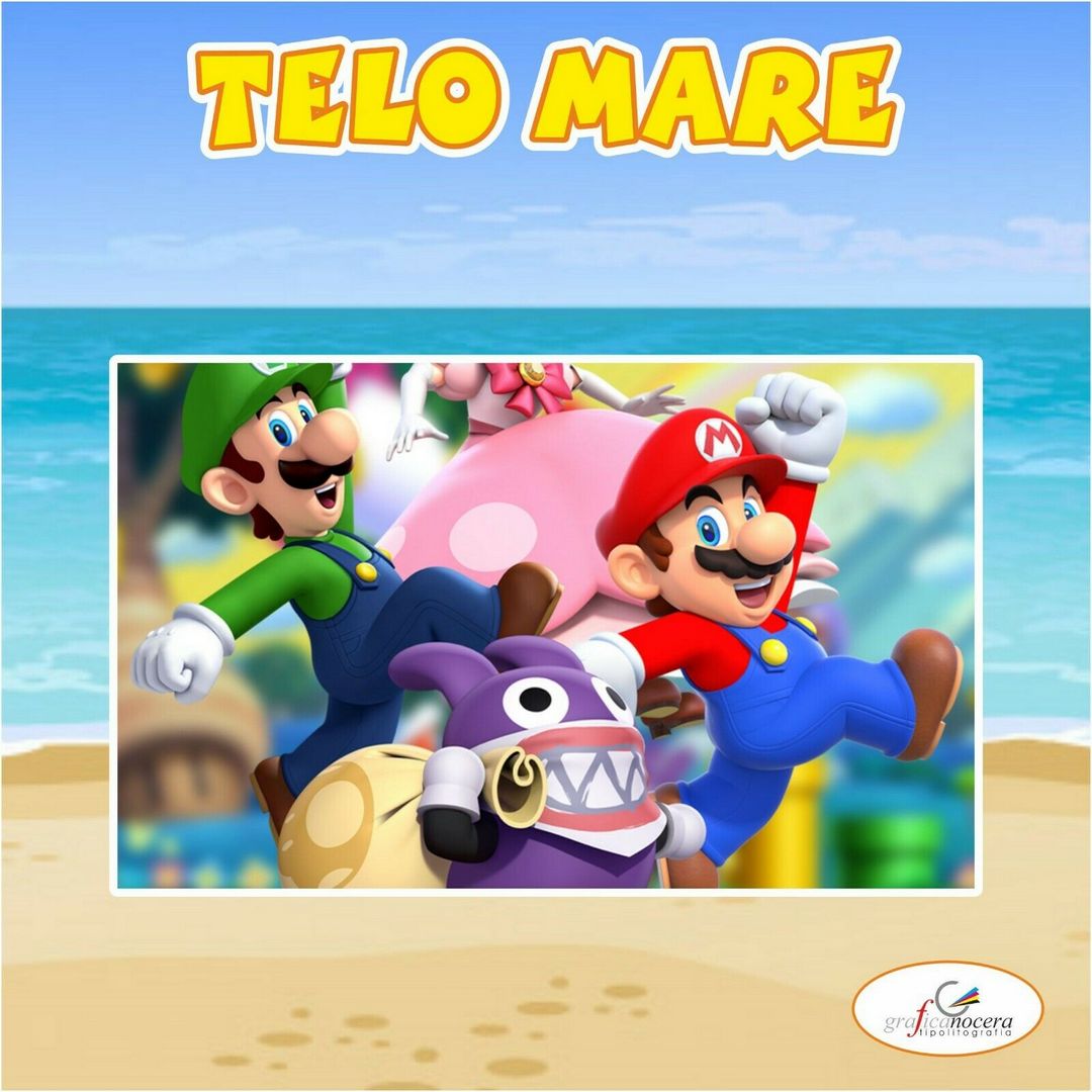 Asciugamano Telo Mare in spugna Mario Bros gioco bambino/a idolo regalo estate