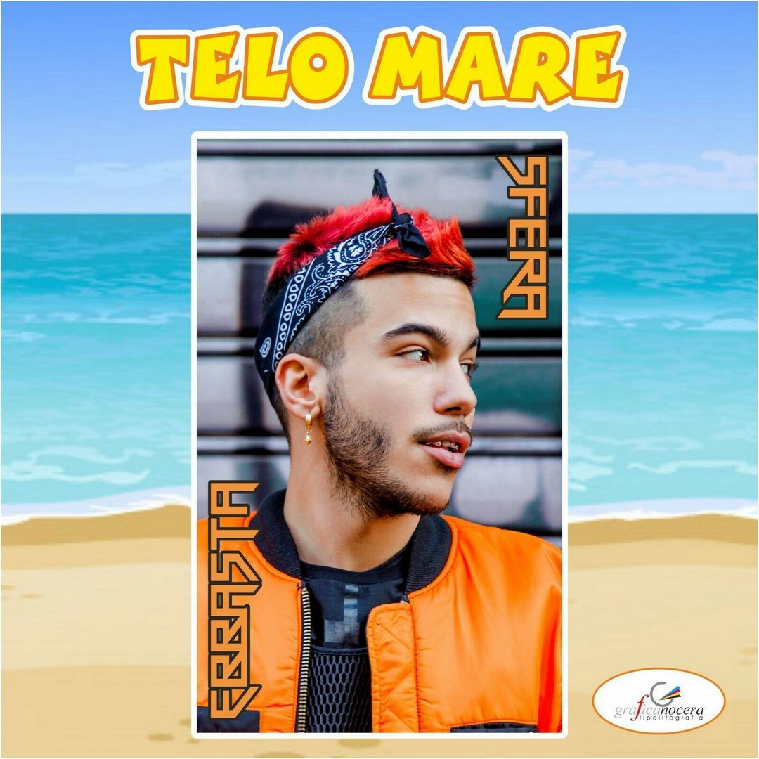 Asciugamano Telo Mare in spugna Sfera Ebbasta rockstar cantante regalo estate