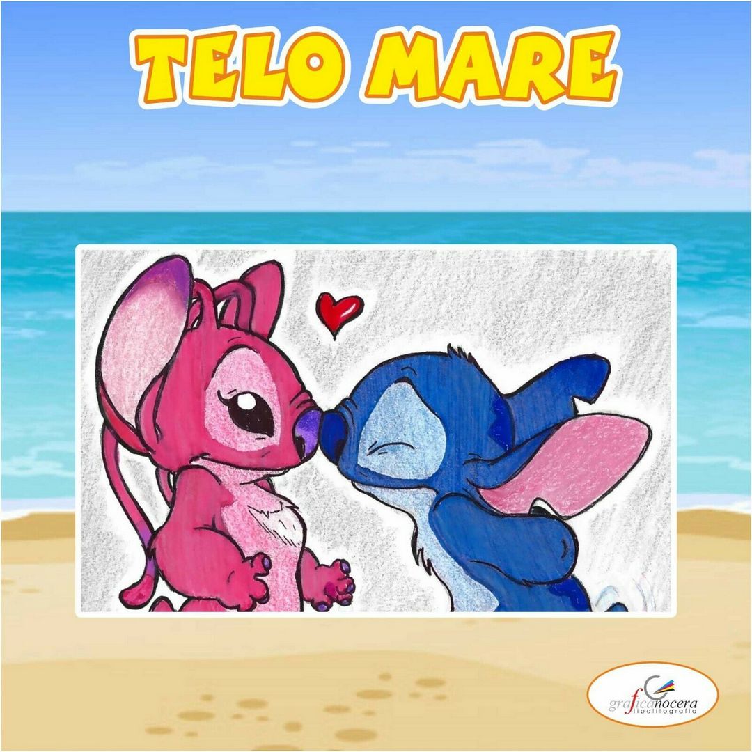 Asciugamano Telo Mare in spugna Stitch e Angel bambino/a regalo estate