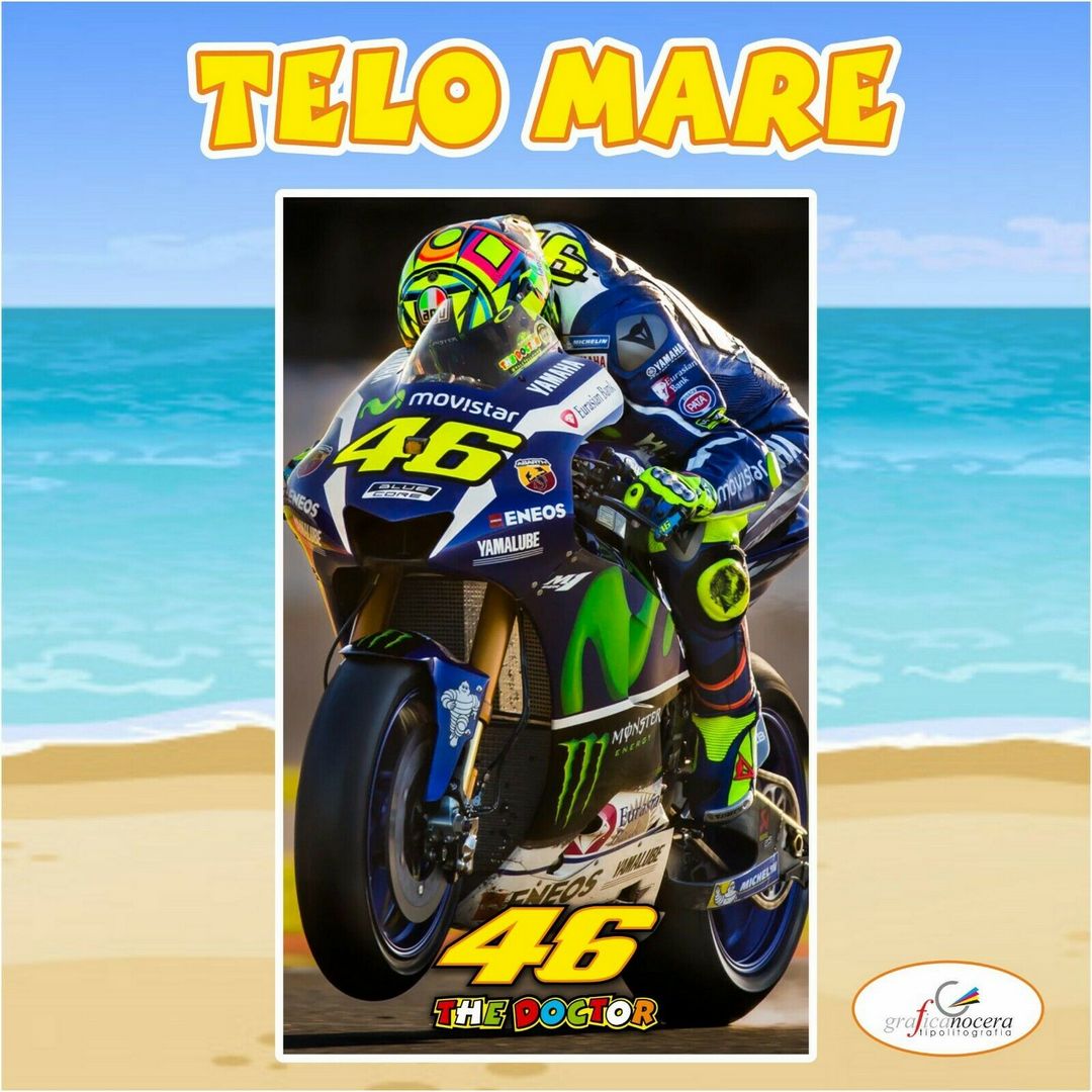 Asciugamano Telo Mare in spugna Valentino Rossi 46 idolo idea regalo estate