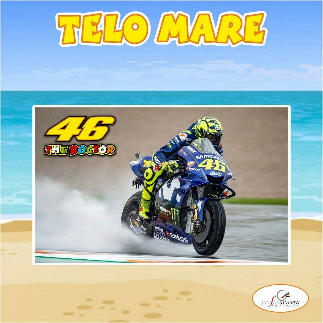 Asciugamano Telo Mare in spugna Valentino Rossi 46 idolo idea regalo estate