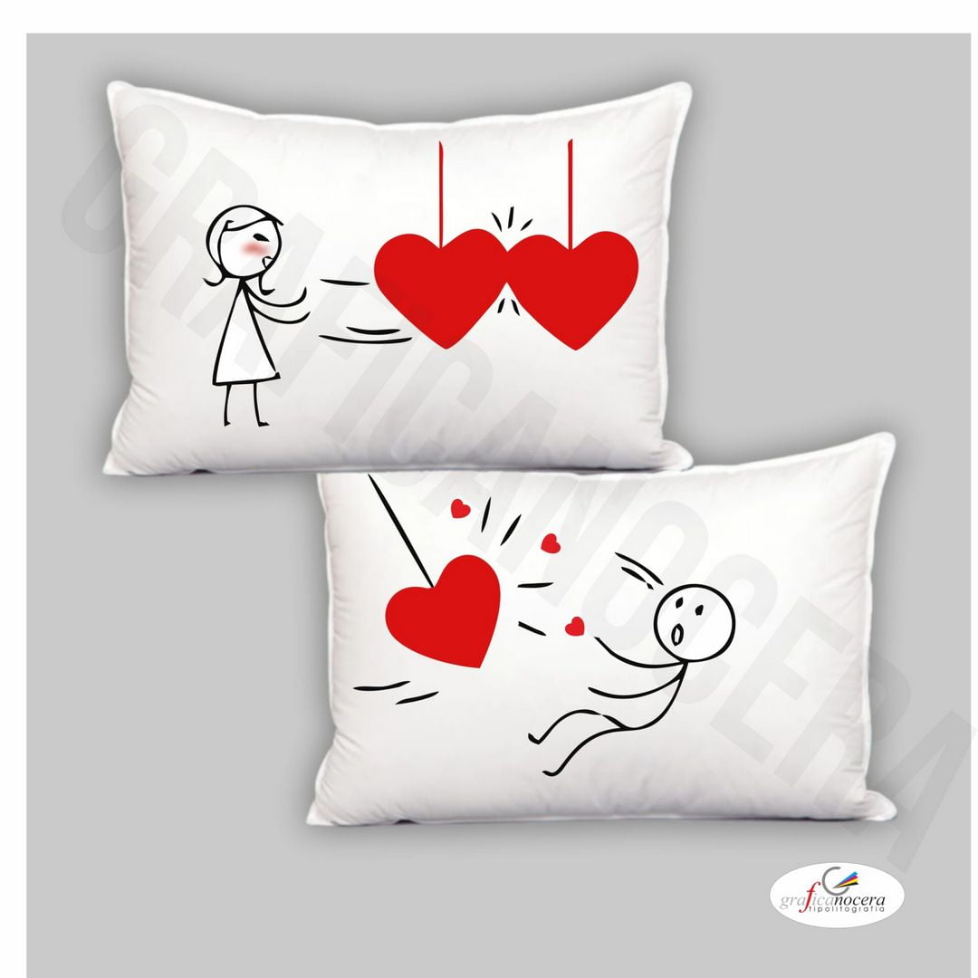 Coppia Federe per Guanciale Amore Love Idea Regalo Fidanzati Coppia