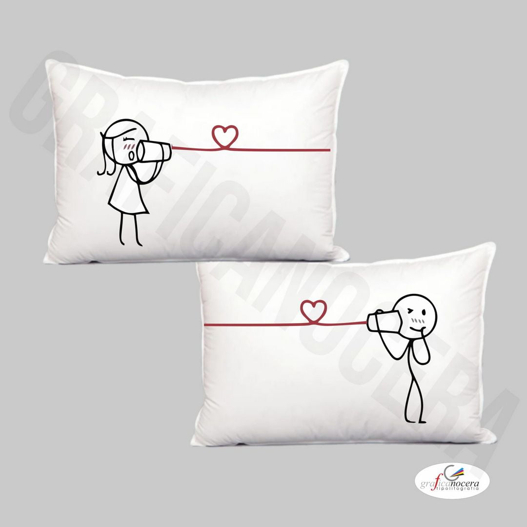 Coppia Federe per Guanciale Amore Love Idea Regalo Fidanzati Coppia