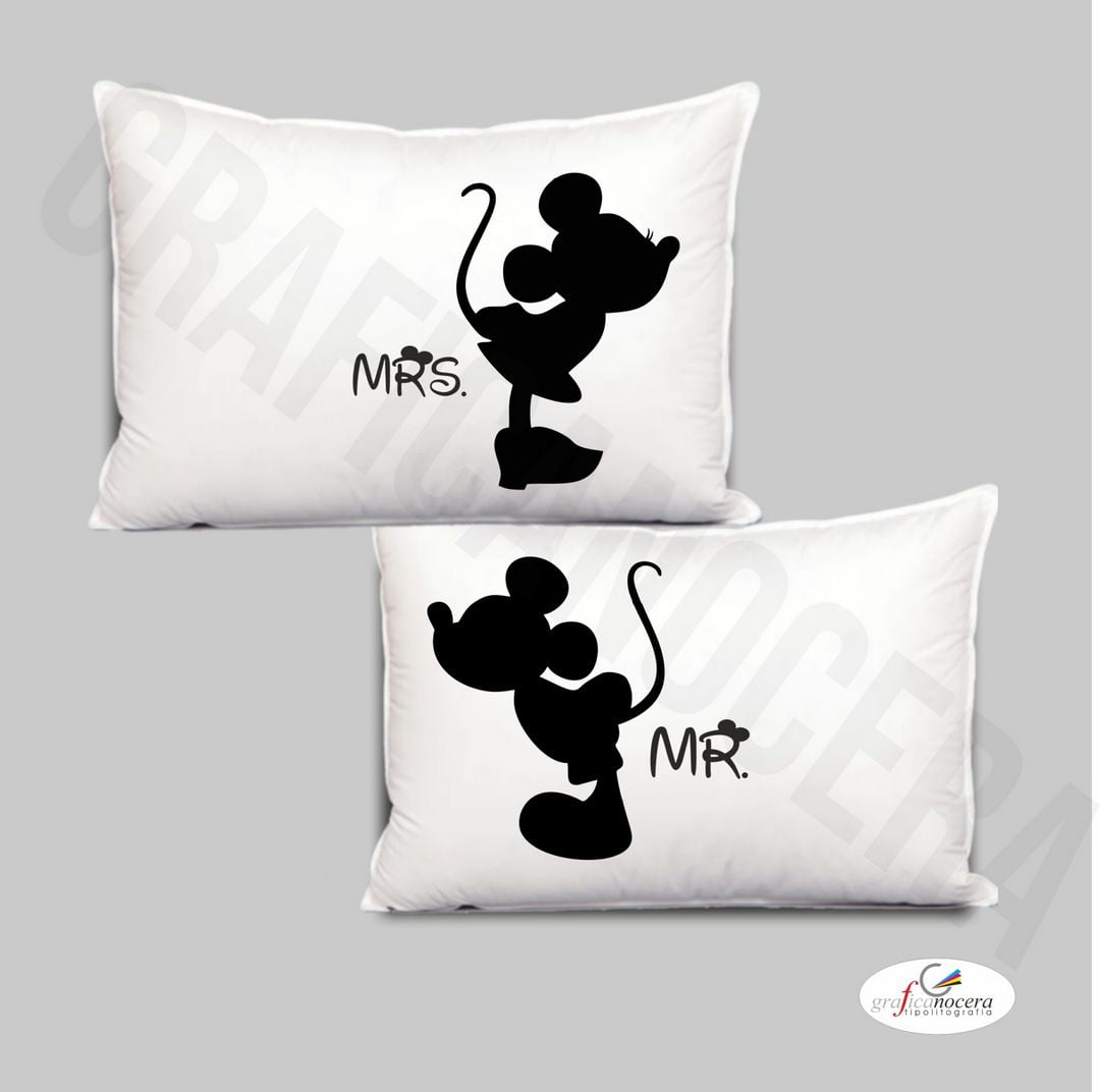 Coppia Federe per Guanciale Amore MR & MRS Idea Regalo Fidanzati Coppia
