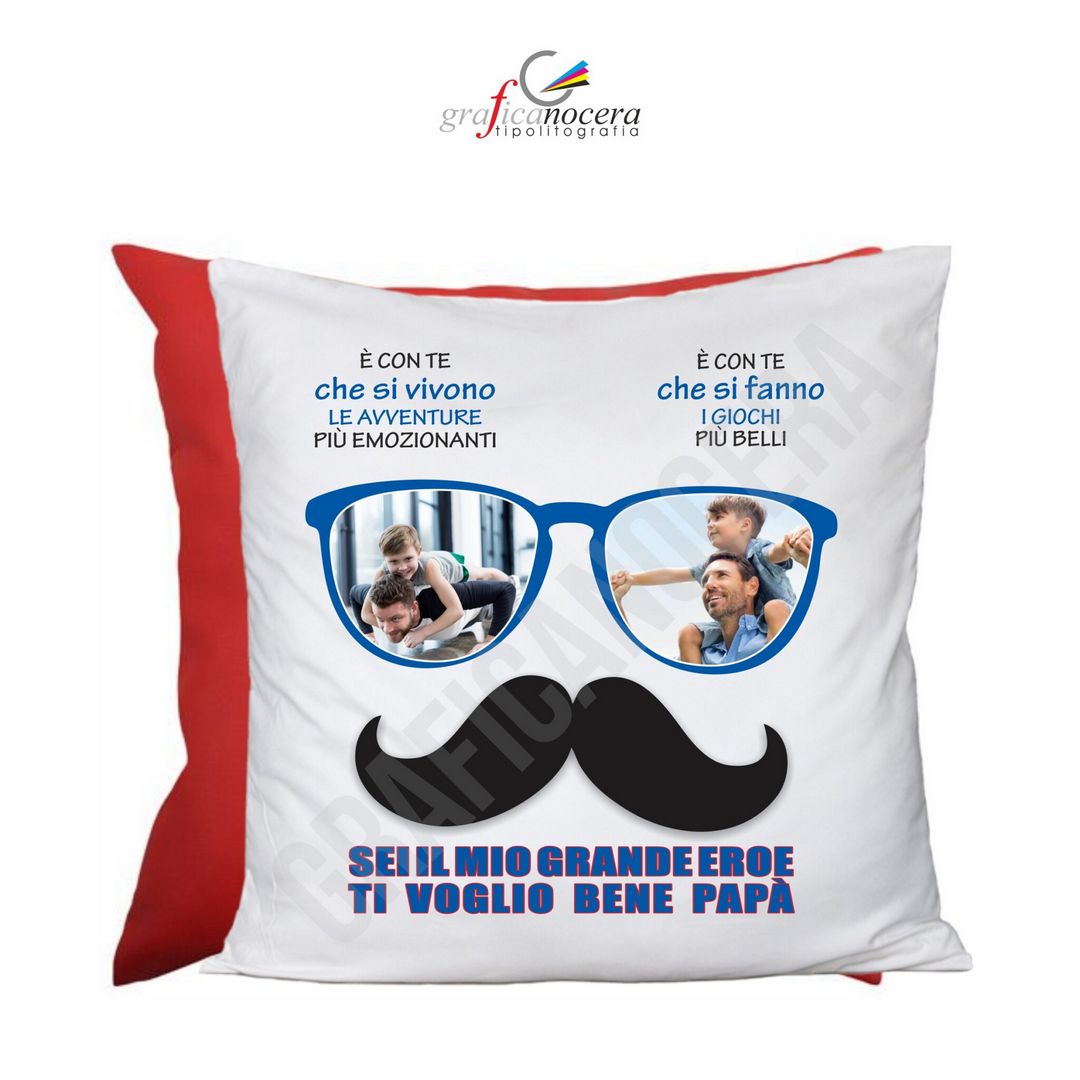 Federe Cuscino Festa Del Papà 40x40cm - Solo Copricuscino Con Stampa Dedicata (Senza Imbottitura)