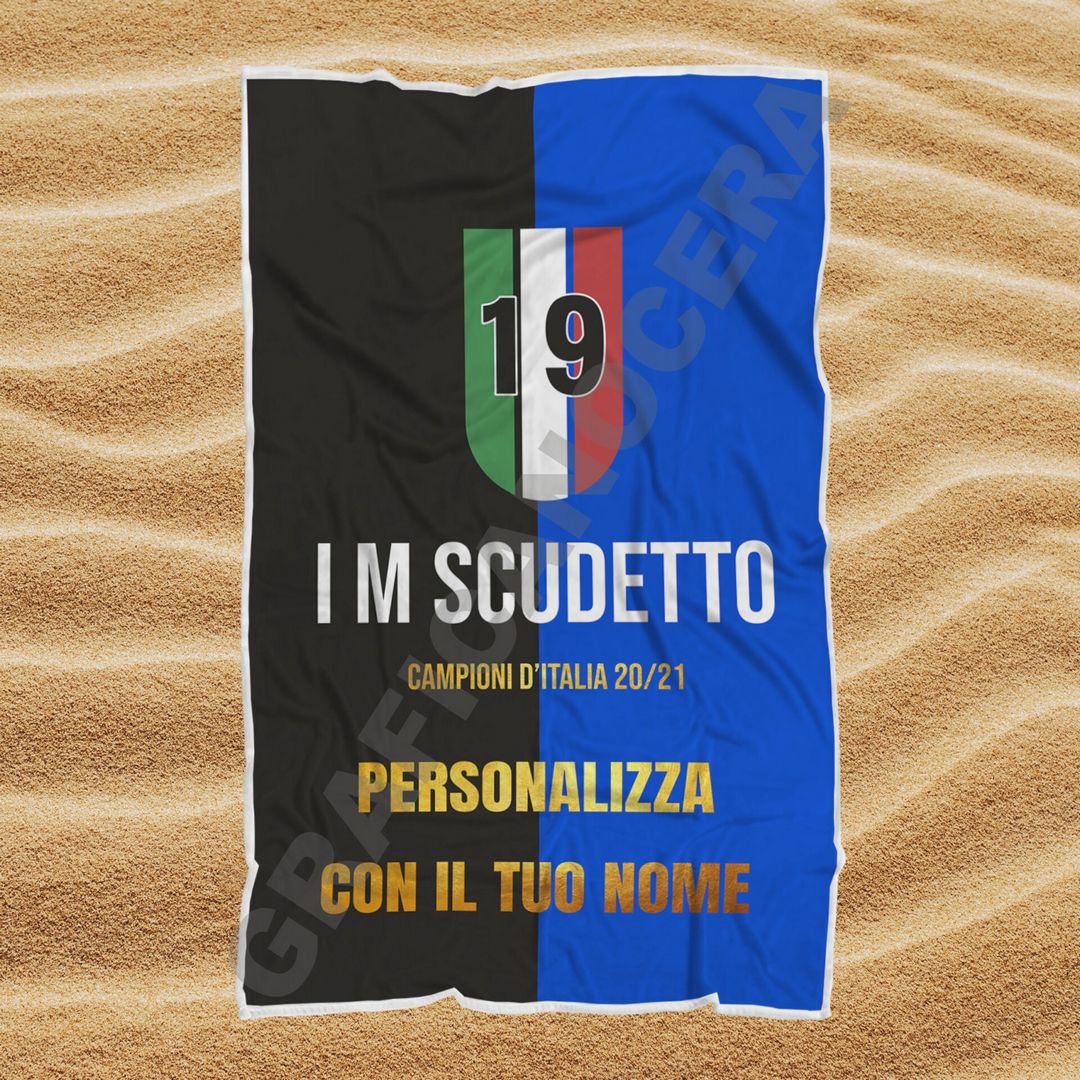 Asciugamano Telo Mare Inter I M SCUDETTO Campioni d'Italia 20/21 con Nome  Personalizzato idea regalo – Grafica Nocera