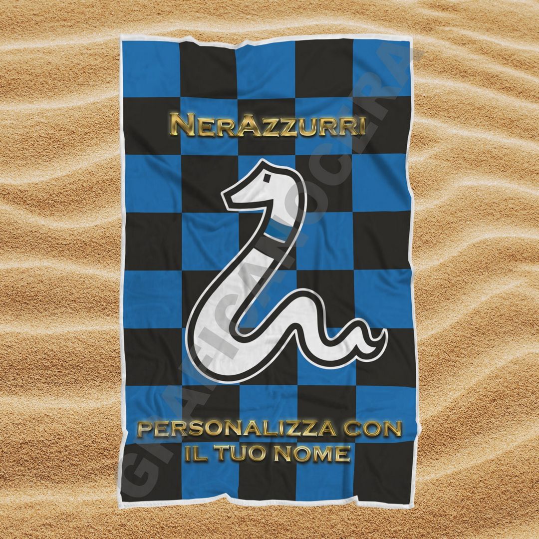 Asciugamano Telo Mare Inter Biscione Nerazzurri squadra del cuore con Nome  Personalizzato idea regalo – Grafica Nocera