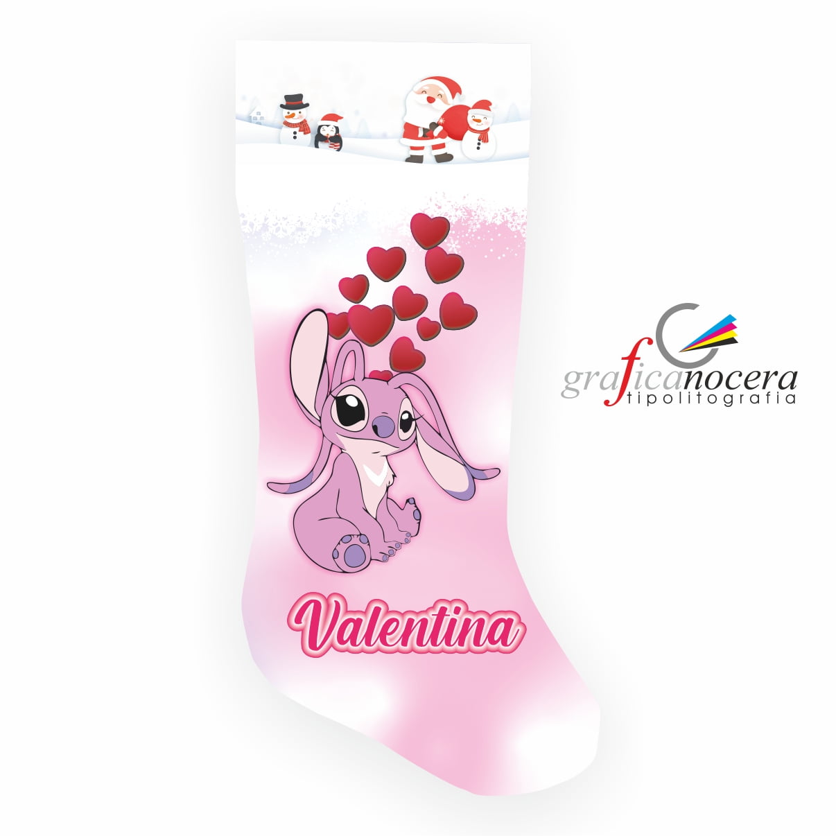 Calza 50cm per la Befana Angel con Nome Personalizzato