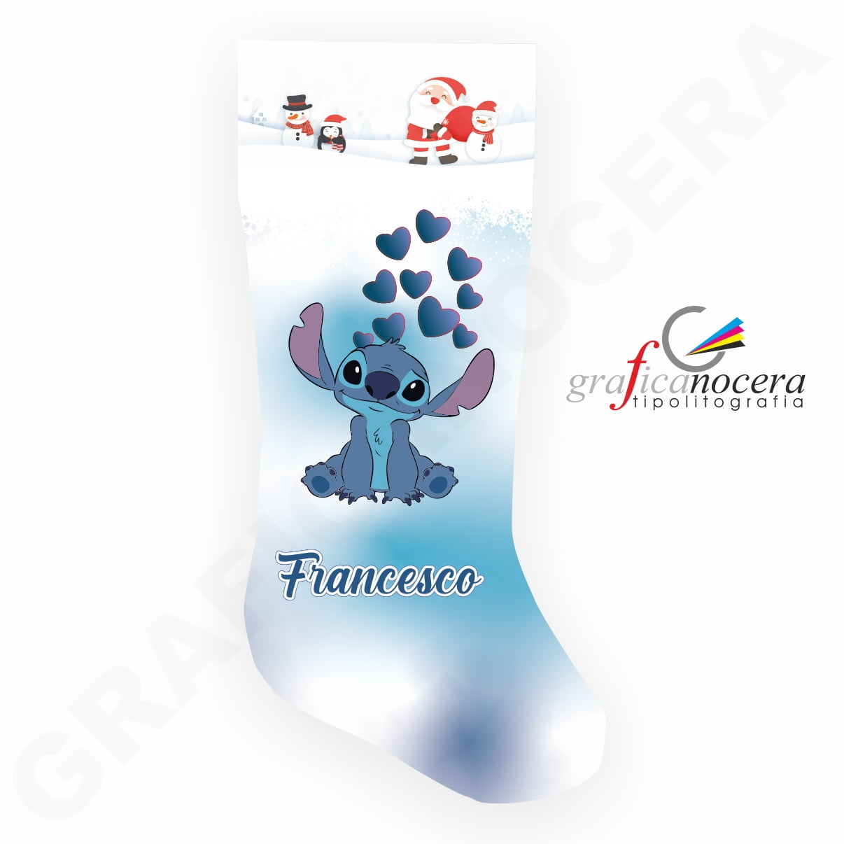 Calza 50cm per la Befana Stitch con Nome Personalizzato